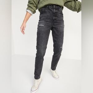 Old Navy High-Waisted O.G. Straight Ripped Black Ankle Jeans | Size 10